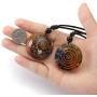 MANIFO Ammonite Fossil Pendant Necklace 7 Chakra Healing Crystal Stone Spiral Necklace for Men Women