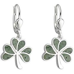 Biddy Murphy Shamrock Earrings Connemara Marble & Sterling Silver Made in Ireland