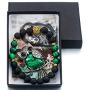 Softones Owl Necklace Healing Crystals Necklace for Women Men Reiki Spiritual Energy Gemstone Necklace Lava Owl Bracelet Set Gifts for Women with Gift Box