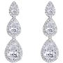 EVER FAITH Silver-Tone Cubic Zirconia Birthstone 3 Tear Drop Dangle Earrings