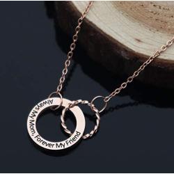 Meibai Mother Daughter Gift Necklace Engraved 2 Interlocking Circles Necklace Mother Son Necklace Gift for Mom from Daughter Son
