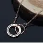 Meibai Mother Daughter Gift Necklace Engraved 2 Interlocking Circles Necklace Mother Son Necklace Gift for Mom from Daughter Son
