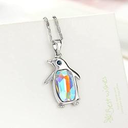 NEOGLORY Jewelry Crystal Penguin Birthstone Pendant Necklace 2 Colors Embellished with Crystals from Swarovski