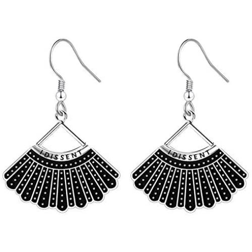 RBG Dissent Collar Earrings for Women Dangle Drop Charms Jewelry Gifts for Fans of Ruth Bader Ginsburg