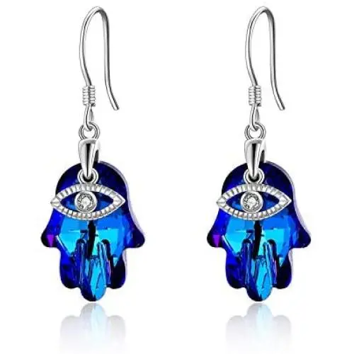 WINNICACA Evil Eye Earrings S925 Sterling Silver Hamsa Hand Blue Crystal Jewelry Lucky Gifts for Women Teens - Mom Gifts WINNICACA Evil Eye Earrings S925 Sterling Silver Hamsa Hand Blue Crystal Jewelry Lucky Gifts for Women Teens - Mom Gifts