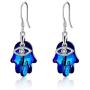 WINNICACA Evil Eye Earrings S925 Sterling Silver Hamsa Hand Blue Crystal Jewelry Lucky Gifts for Women Teens - Mom Gifts