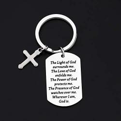 Gzrlyf Christian Gifts Prayer for Protection Keychain Religious Gifts for Christian Pastor Gifts