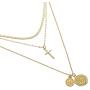Dainty Layered Choker Necklace 14K Gold Plated Handmade Medallion Coin Cross Pendant Necklace Simple Cute Jewelry Gift for Women Girls