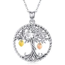 Tree of Life Necklace for Women Girls, 925 Sterling Silver Pendant''Fruit of Life'' Fine Jewelry Gifts for Wife, Mum and Girlfriend