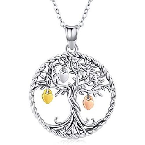Tree of Life Necklace for Women Girls, 925 Sterling Silver Pendant''Fruit of Life'' Fine Jewelry Gifts for Wife, Mum and Girlfriend