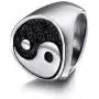 Elfasio Chinese Yin Yang Rings Kung Fu Martial Arts Mens Stainless Steel Symbol Vintage Jewelry