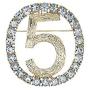 Qiaoqiao Number Five Pin Brooch Crystal Lucky Hollow-Out Digit 5 Pearl Chic Brooches Fashion Rhinestones Breastpin for Banquet Bouquet Women Girls Men Jewelry