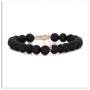 Xusamss Fashion 8mm Lava Rock Essential Oil Diffuser Bracelet Religious Cross Elastic Link Bracelet,7 1/2 Wrist