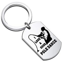PENQI Funny Fisherman Keychain I Love A Good Pole Dance Fisherman Dog Tag Fishing Lover Jewelry Fisherman Anglers Gift for Boyfriend Husband Grandpa