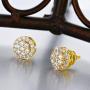 Mens Ladies 14K Gold Over Silver Lab Diamond Earrings Screw Back Studs Iced Out aretes para hombre - Mens Earrings, Screw Back, Mens Jewelry, Hip hop Earring