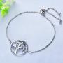 YL 925 Sterling Silver Bracelet Tree of Life Bracelets Cubic Zirconia Created Emerald Tree Jewelry Link Bracelet Gifts