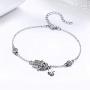 SLUYNZ 925 Sterling Silver Fatima Hamsa Hand Evil Eye Bracelet for Women Teen Girls Blue Round Eyes Bracelet