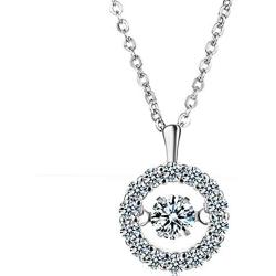 Jude Jewelers Platinum Plated Round Shaped Classic Solitaire Charm 1 Carat CZ Collar Cocktail Party Necklace