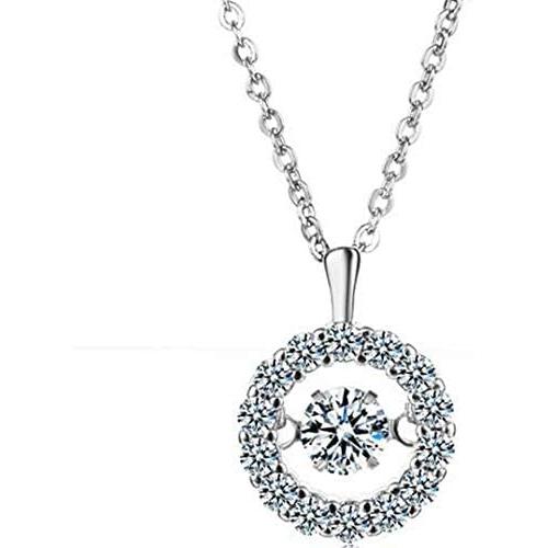 Jude Jewelers Platinum Plated Round Shaped Classic Solitaire Charm 1 Carat CZ Collar Cocktail Party Necklace