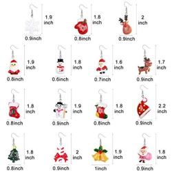 Hanpabum 15 Pairs Christmas Earrings for Women Drop Dangle Earrings Xmas Santa Claus Elk Snowman Holiday Jewelry Set, Ideal Gift