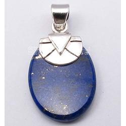 SilverStarJewel Lapis Lazuli Pendant 1.2'' 925 Solid Silver Gems Jewelry