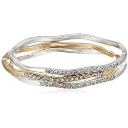 Napier Two-Tone and Crystal Pave Bangle Bracelet