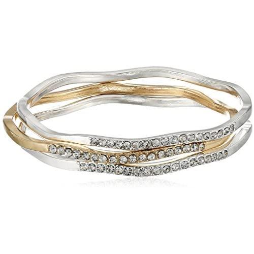 Napier Two-Tone and Crystal Pave Bangle Bracelet