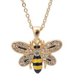 ESPY Crystal Embedded Yellow and Black Flying Bumble Bee Necklace