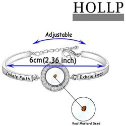 HOLLP Faith Jewelry Religious Bracelet Inhale Faith Exhale Fear Mustard Seed Bracelet Christian Gift