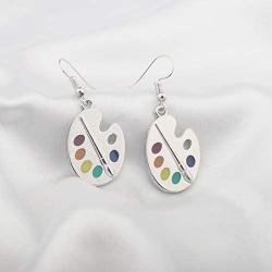 FUSTMW Artist Paint Brush Earrings Paint Palette Charm Earrings Colorful Painter Jewelry Artist Gift Art Teacher Gifts