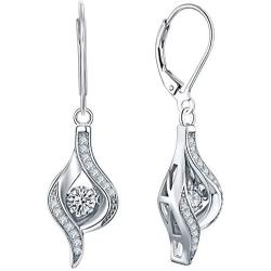 YL Eye Earrings Sterling Silver Dancing Diamond Halo Dangle Earrings Created Emerald/Ruby/Sapphire/Zirconia Drop Jewelry for Women