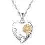 Sterling Silver Sunflower or Lotus Flower Heart Memorial Ash Keepsake Urn Cremation Necklace for Ashes for Women