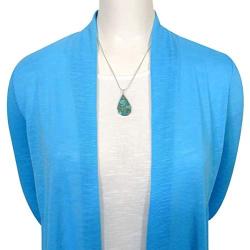 925 Sterling Silver Matching Pendant & Earrings Set with Genuine Gemstones 20'' Necklace