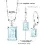 Gem Stone King 925 Sterling Silver Sky Blue Topaz and Diamond Pendant Earrings Set, 13.37 Cttw Emerald Cut, Gemstone Birthstone with 18 Inch Silver Chain