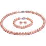 JYX Pearl Necklace Set AA+ Quality 7-8mm Natural Freshwater Cultured Round Pearl Necklace Bracelet and Earrings Set