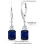 Gem Stone King 925 Sterling Silver Blue Simulated Sapphire Womens Earrings, 5.40 Cttw, Emerald Cut 9X7MM