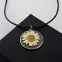 CENWA Daisy Flower Necklace Real Dried Flower Black Leather Necklace Handmade Pressed Flowers Jewelry Gift for Nature Lovers Mori Girl