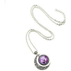 Beautiful Season DIY Moon Pendant Purple Butterfly Pendant Necklace Butterfly Necklace Butterfly Jewelry Gift for Women