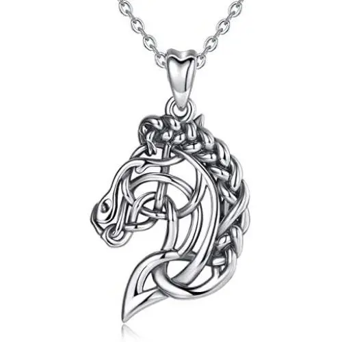 CELESTIA Celtic Horse Head Necklace Women Sterling Silver Pendant Horse Jewelry Gifts for Girls Men and Horse Lovers CELESTIA Celtic Horse Head Necklace Women Sterling Silver Pendant Horse Jewelry Gifts for Girls Men and Horse Lovers