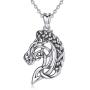 CELESTIA Celtic Horse Head Necklace Women Sterling Silver Pendant Horse Jewelry Gifts for Girls Men and Horse Lovers