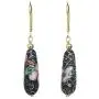 Black Cloisonne Enameled Floral Tear Drop Earrings made with 14 K Gold Plated Sterling Silver Lever back Ear Wires