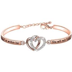 FAADBUK Christian Gifts Christian Bracelet Psalm 46:5 God is Within Her She Will Not Fall Jewelry Bracelet Religious Gift Jewelry for Women Girls
