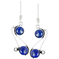 Natural Moonstone Lapis Malachite Simulated Garnet Peridot Blue Topaz Dangle Earrings 8mm Round Shape Gemstones 925 Silver Overlay handmade Dangle Earrings