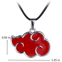 2 pack Ninja red Leaf Symbol Logo Pendant Necklace and Red Cloud Necklace