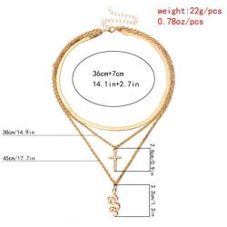 Dainty Multilayer Chain Necklace Gold Plated Lucky Evil Eye Pearl Cross Moon Star Lightning Link Necklace Jewelry for Women