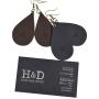 Leather Antique Teardrop Earrings/Boho Leaf Gift 2-Pack Handmade by Hide & Drink :: Bourbon Brown + Charcoal Black