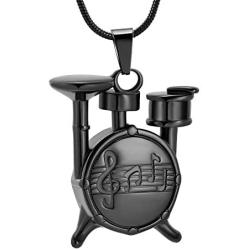 Unique Drum Set Music Charm Necklace Urn Pet/Human Cremation Pendant Necklace Jewelry for Ashes Cremation Jewelry