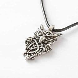 HAQUIL Owl Jewelry Owl Pendant Leather Cord Necklace for Men and Women, 19.7''