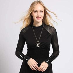 welbijoux Long Moon Star Shell Pendant Necklace for Women Sweater Layered Y Statement Bohemian Chain Girls Mother Jewelry with Gifts Box