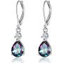 925 Sterling Silver Blue Topaz Teardrop Earrings Drop Dangly Earring Leverback Hypoallergenic Jewelry for Women Girls